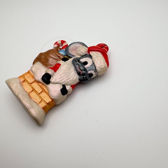 Vintage Santa Claus Mouse Christmas Ornament Stuck in Chimney Hand Painted - Picture 7 of 7